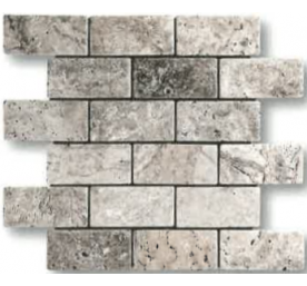 TRAVERTIN MOSAIQUE 4.8X10 CM SILVER