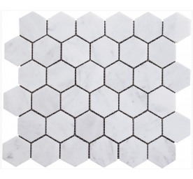 MARBRE MOSAIQUE HEXAGONE CARRARA BLANC FINITION POLIE