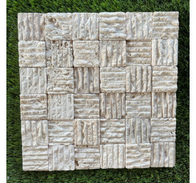 TRAVERTIN MOSAIQUE IVOIRE CARREAUX BROSSES 5X5 CM