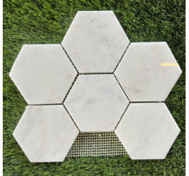 MARBRE MOSAIQUE HEXAGONE CARRARA BLANC 9.8x9.8 CM