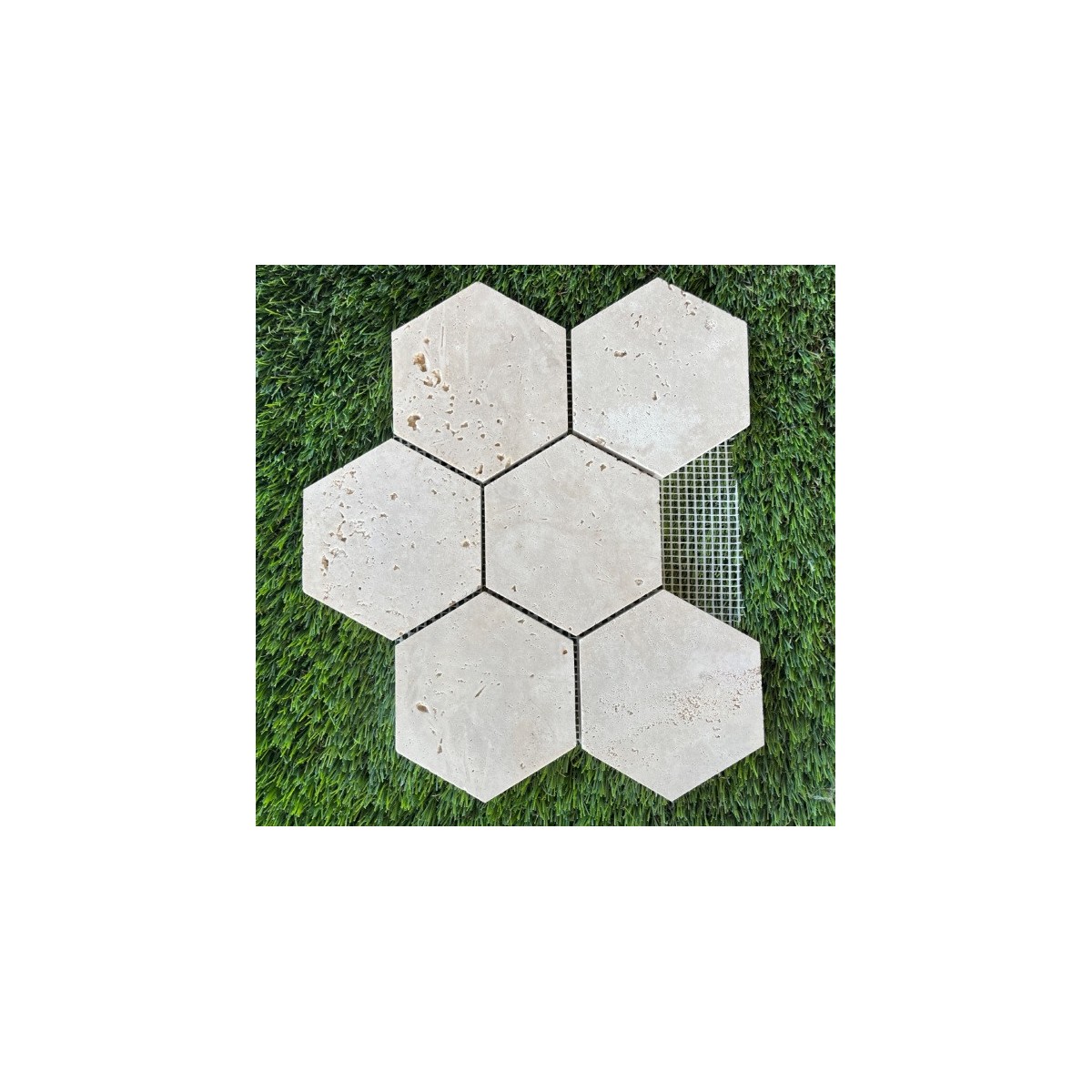 TRAVERTIN MOSAIQUE HEXAGONE IVOIRE 9.8X9.8 CM