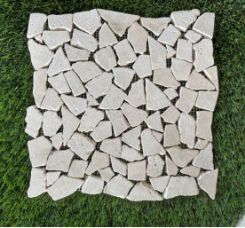 TRAVERTIN MOSAIQUE GALET IVOIRE