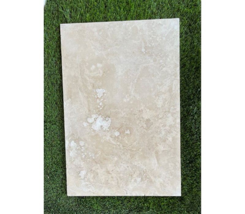 TRAVERTIN IVOIRE 40.6X61 EP 1.2 CM 1ER CHOIX FINITION REBOUCHÉE ADOUCIE