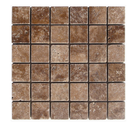 TRAVERTIN MOSAIQUE 4.8X4.8 CM NOCE