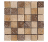 TRAVERTIN MOSAIQUE 4.8X4.8 CM NOCE, IVOIRE ET JAUNE