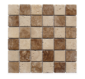 TRAVERTIN MOSAIQUE 4.8X4.8 CM IVOIRE ET NOCE
