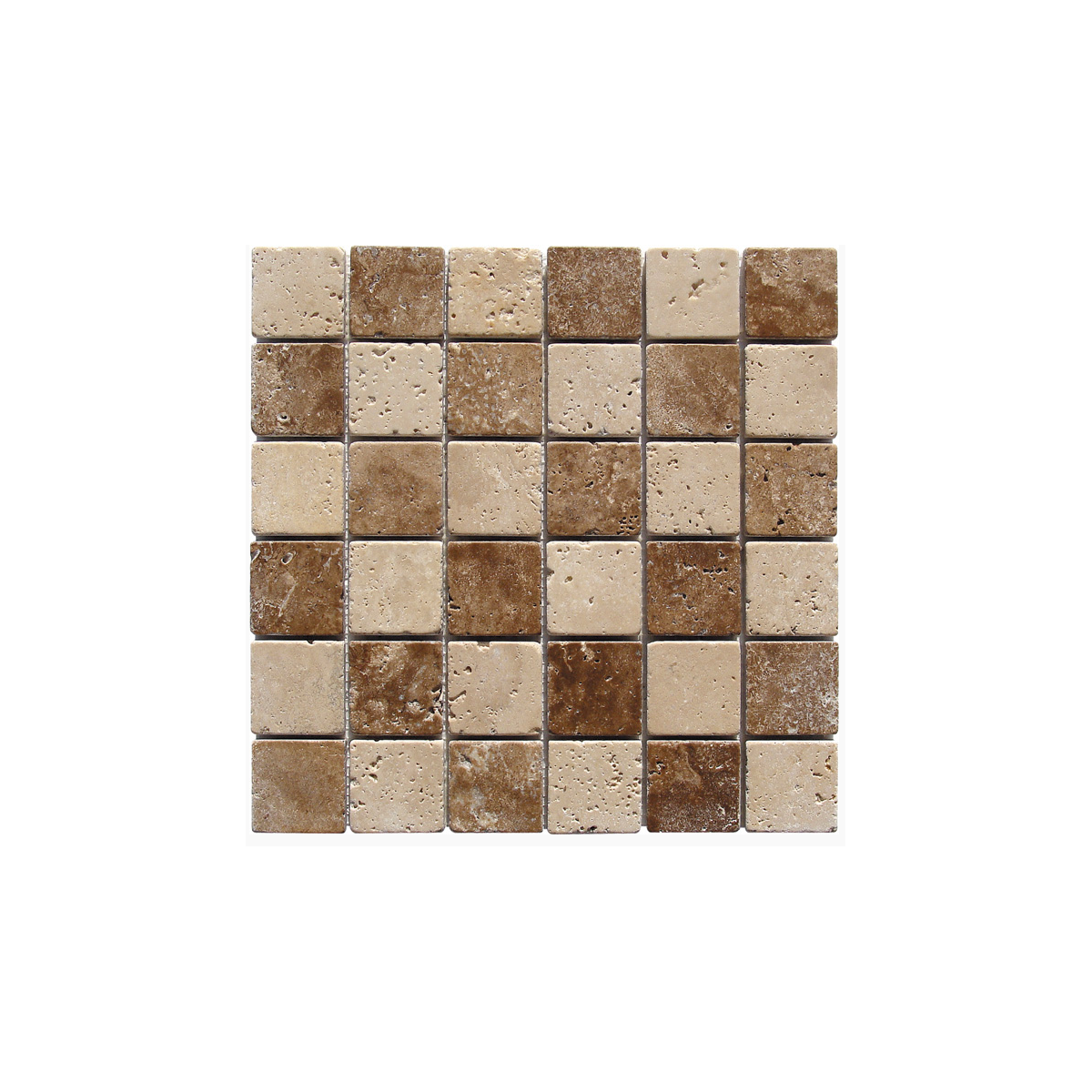 TRAVERTIN MOSAIQUE 4.8X4.8 CM IVOIRE ET NOCE