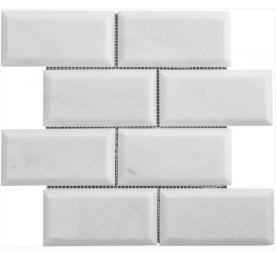 MARBRE MOSAIQUE BRIQUE BISEAUTE 7.5X15 CM CARRARA BLANC