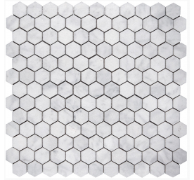 MARBRE MOSAIQUE PETIT HEXAGONE CARRARA BLANC