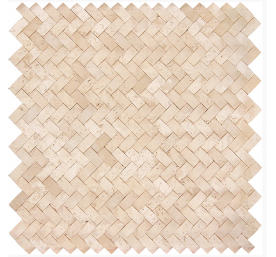 TRAVERTIN MOSAÏQUE CHEVRON RELIEF IVOIRE