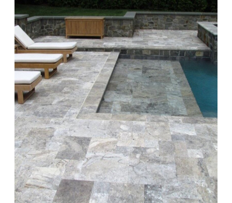 TRAVERTIN MARGELLE SILVER 33X61X3 CM 1BORD ARRONDI